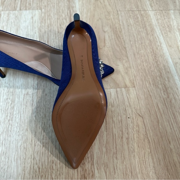 New Banana Republic Madison Blue Crystal Buckle Pumps Size 8.5 - Picture 7 of 12
